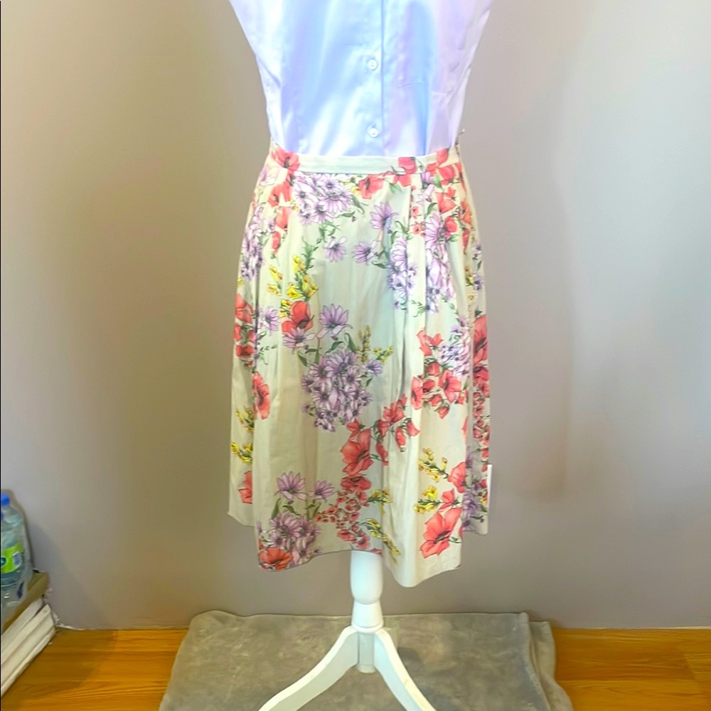 Max Mara 100% Cotton Floral Print Skirt | Size 8 | Made in Italy